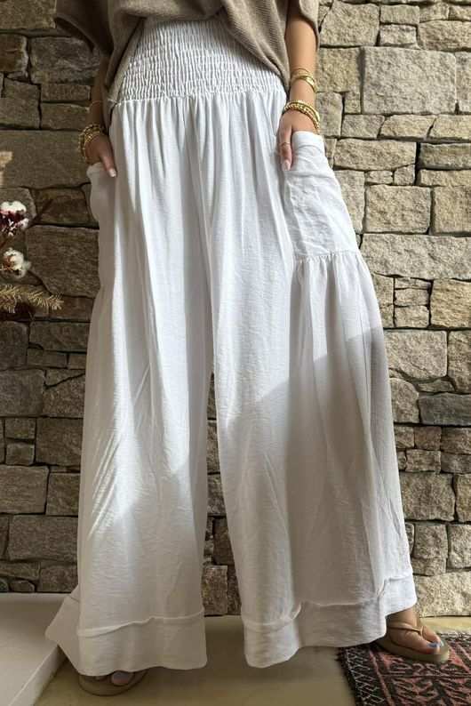 Basso Shirring Sailor Pant White